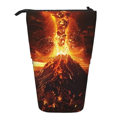 JKSEEPYN Teleskop-Federmäppchen, Stifttasche, Wildblumen-Motiv, Sonnenblumen-Drucke, niedlicher Bleistift-Organizer, tragbare Bleistifttasche für Schule, Büro, Reisen, Vulkan, Einheitsgröße von JKSEEPYN