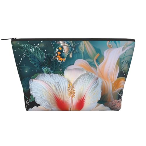 Kauai Hawaii Seashore Prints Trapez-Make-up-Tasche, Reise-Kosmetik-Organizer mit Schaumstoffpolsterung für Fitnessstudio, Büro und Wochenendausflüge, Blume und Schmetterling, Einheitsgröße Kauai Hawaii Seashore Prints Trapez-Make-up-Tasche, Reise-Kosmetik-Organizer mit Schaumstoffpolsterung für Fitnessstudio, Büro und Wochenendausflüge, Blume und Schmetterling, Einheitsgröße von JKSEEPYN