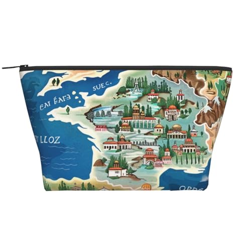 Kauai Hawaii Seashore Prints Trapez-Make-up-Tasche, Reise-Kosmetik-Organizer mit Schaumstoffpolsterung für Fitnessstudio, Büro und Wochenendausflüge, Griechenland-Karte, Einheitsgröße, Kosmetiktasche Kauai Hawaii Seashore Prints Trapez-Make-up-Tasche, Reise-Kosmetik-Organizer mit Schaumstoffpolsterung für Fitnessstudio, Büro und Wochenendausflüge, Griechenland-Karte, Einheitsgröße, Kosmetiktasche von JKSEEPYN