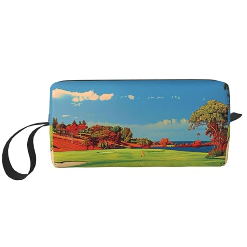 Kauai Kosmetiktasche mit Hawaii-Aufdruck, Make-up-Tasche für Damen, Reise-Kulturbeutel, Zubehör, Organizer mit Griff, Reißverschluss, Golfplatz 1, Einheitsgröße, Kosmetiktasche von JKSEEPYN