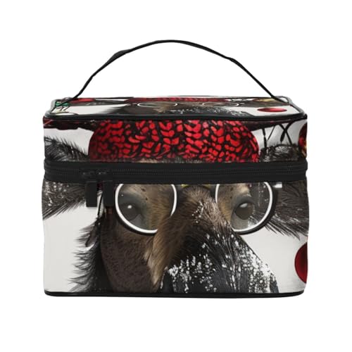 Kilauea Make-up-Tasche für Damen und Herren, Reise-Kosmetiktasche, groß, weit geöffnet, tragbar, Kulturbeutel mit Griff, Lustiger Weihnachts-Elch, Einheitsgröße, Kosmetiktasche von JKSEEPYN
