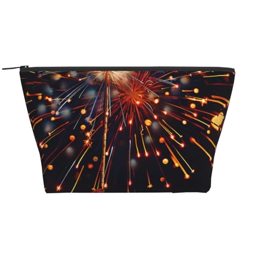 Kilauea Trapez-Make-up-Tasche, Reise-Kosmetik-Organizer mit Schaumstoffpolsterung, für Fitnessstudio, Büro und Wochenendausflüge, Feuerwerk bei Nacht, Einheitsgröße, Kosmetiktasche Kilauea Trapez-Make-up-Tasche, Reise-Kosmetik-Organizer mit Schaumstoffpolsterung, für Fitnessstudio, Büro und Wochenendausflüge, Feuerwerk bei Nacht, Einheitsgröße, Kosmetiktasche von JKSEEPYN