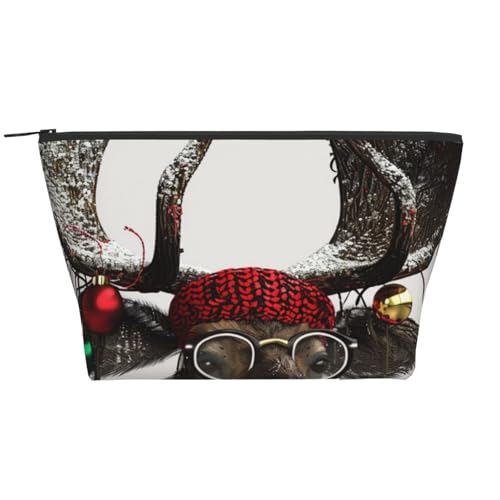 Kilauea Trapez-Make-up-Tasche, Reise-Kosmetik-Organizer mit Schaumstoffpolsterung, für Fitnessstudio, Büro und Wochenendausflüge, Lustiger Weihnachts-Elch, Einheitsgröße, Kosmetiktasche von JKSEEPYN