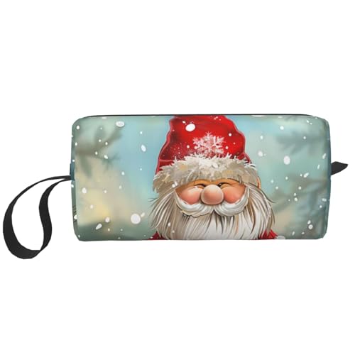 Komposition in Rot, Gelb, Blau und Schwarz, Kosmetiktasche, Make-up-Tasche für Damen, Reise-Kulturbeutel, Zubehör, Organizer mit Griff, Reißverschluss, Traditioneller Weihnachtswichtel, Einheitsgröße von JKSEEPYN