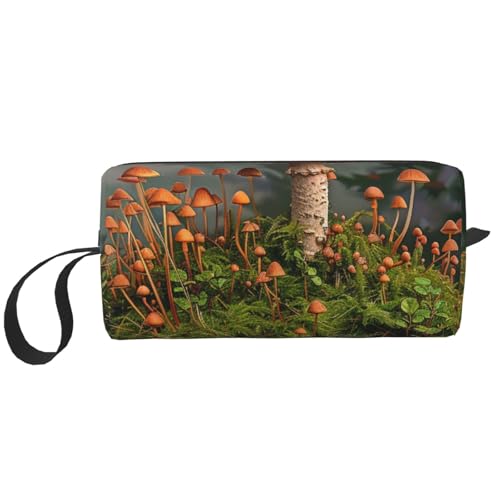 Komposition in Rot, Gelb, Blau und Schwarz, Kosmetiktasche, Make-up-Tasche für Damen, Reise-Kulturbeutel, Zubehör, Organizer mit Griff, Reißverschluss, Wilder Pilz, Einheitsgröße, Kosmetiktasche von JKSEEPYN