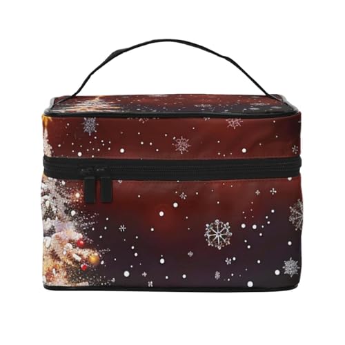 Komposition in Rot, Gelb, Blau und Schwarz, bedruckte Make-up-Tasche für Damen und Herren, Reise-Kosmetiktasche, groß, weit geöffnet, tragbar, Kulturbeutel mit Griff, Weihnachten, Einheitsgröße von JKSEEPYN