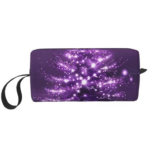 Kosmetiktasche für Damen, Motiv: Sonnenuntergang, Ozean, für Reisen, Kulturbeutel, Zubehör, Organizer mit Griff, Reißverschluss, Violetter Weihnachtsbaum, Einheitsgröße, Kosmetiktasche von JKSEEPYN