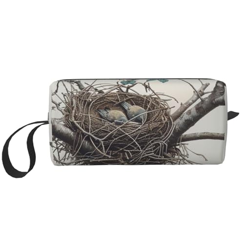 Kosmetiktasche für Damen, Motiv: Sonnenuntergang, Ozean, für Reisen, Kulturbeutel, Zubehör, Organizer mit Griff, Reißverschluss, Vogelnest 1, Einheitsgröße, Kosmetiktasche von JKSEEPYN