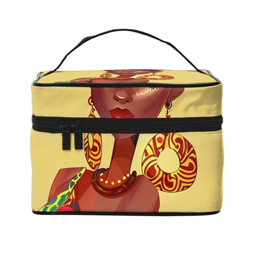 Kosmetiktasche für Damen und Herren, mit violettem Glitzer-Aufdruck, Reise-Kosmetiktasche, groß, weit geöffnet, tragbar, Kulturbeutel mit Griff, Traditionelles afrikanisches Mädchen-, Einheitsgröße Kosmetiktasche für Damen und Herren, mit violettem Glitzer-Aufdruck, Reise-Kosmetiktasche, groß, weit geöffnet, tragbar, Kulturbeutel mit Griff, Traditionelles afrikanisches Mädchen-, Einheitsgröße von JKSEEPYN