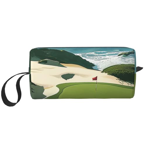 Kosmetiktasche mit Bierblasendruck, Make-up-Tasche für Damen, Reise-Kulturbeutel, Zubehör, Organizer mit Griff, Reißverschluss, Beach-Golfplatz, Einheitsgröße, Kosmetiktasche von JKSEEPYN