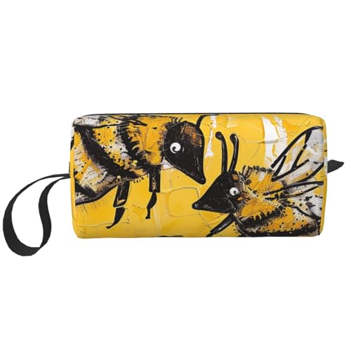 Kosmetiktasche mit Bierblasendruck, Make-up-Tasche für Damen, Reise-Kulturbeutel, Zubehör, Organizer mit Griff, Reißverschluss, Bee Love Honey, Einheitsgröße, Kosmetiktasche Kosmetiktasche mit Bierblasendruck, Make-up-Tasche für Damen, Reise-Kulturbeutel, Zubehör, Organizer mit Griff, Reißverschluss, Bee Love Honey, Einheitsgröße, Kosmetiktasche von JKSEEPYN
