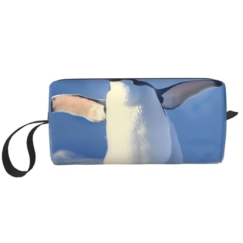 Kosmetiktasche mit Entenmotiv, Make-up-Tasche für Damen, Reise-Kulturbeutel, Zubehör, Organizer mit Griff, Reißverschluss, Süßer Pinguin, Einheitsgröße, Kosmetiktasche von JKSEEPYN
