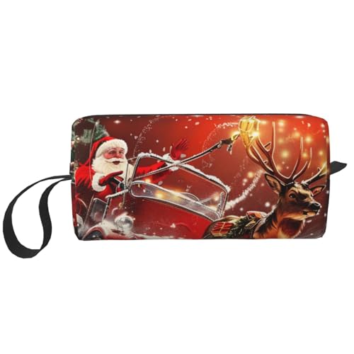 Kosmetiktasche mit Entenmotiv, Make-up-Tasche für Damen, Reise-Kulturbeutel, Zubehör, Organizer mit Griff, Reißverschluss, Weihnachtsmann, Einheitsgröße, Kosmetiktasche von JKSEEPYN