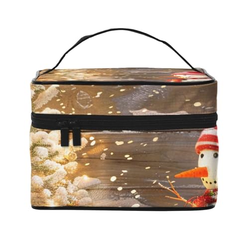 Kosmetiktasche mit Entenmotiv, für Damen und Herren, Reise-Kosmetiktasche, groß, weit geöffnet, tragbar, Kulturbeutel mit Griff, Weihnachten und Schneemann, Einheitsgröße, Kosmetiktasche von JKSEEPYN