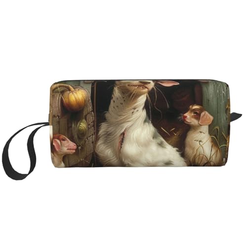 Kosmetiktasche mit Glühwürmchen und Laternenaufdruck, Make-up-Tasche für Damen, Reise-Kulturbeutel, Zubehör, Organizer mit Griff, Reißverschluss, Bauernhoftiere, Einheitsgröße, Kosmetiktasche von JKSEEPYN