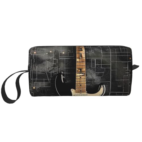 Kosmetiktasche mit Glühwürmchen und Laternenaufdruck, Make-up-Tasche für Damen, Reise-Kulturbeutel, Zubehör, Organizer mit Griff, Reißverschluss, E-Gitarre, Einheitsgröße, Kosmetiktasche von JKSEEPYN