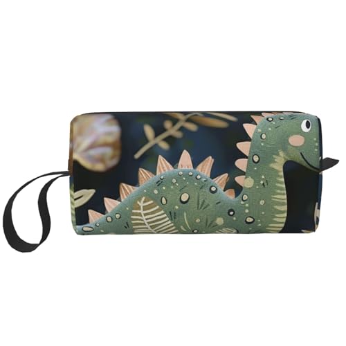 Kosmetiktasche mit Glühwürmchen und Laternenaufdruck, Make-up-Tasche für Damen, Reise-Kulturbeutel, Zubehör, Organizer mit Griff, Reißverschluss, Niedlicher Dinosaurier, Einheitsgröße, Kosmetiktasche von JKSEEPYN