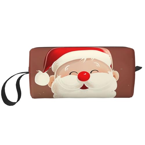 Kosmetiktasche mit Glühwürmchen und Laternenaufdruck, Make-up-Tasche für Damen, Reise-Kulturbeutel, Zubehör, Organizer mit Griff, Reißverschluss, Niedlicher Weihnachtsmann, Einheitsgröße von JKSEEPYN