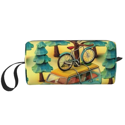 Kosmetiktasche mit Kreuzfahrtschiff-Aufdruck, Make-up-Tasche für Damen, Reise-Kulturbeutel, Zubehör, Organizer mit Griff, Reißverschluss, Cartoon-Auto für den Außenbereich, Einheitsgröße von JKSEEPYN