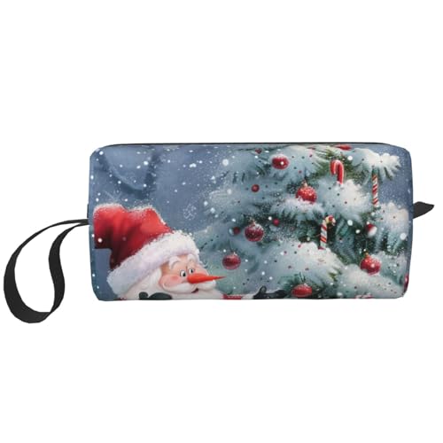 Kosmetiktasche mit Kreuzfahrtschiff-Aufdruck, Make-up-Tasche für Damen, Reise-Kulturbeutel, Zubehör, Organizer mit Griff, Reißverschluss, Weihnachtsmann Schneemann, Einheitsgröße, Kosmetiktasche von JKSEEPYN