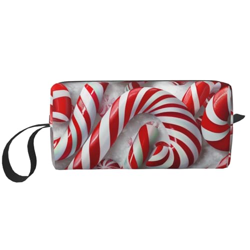 Kosmetiktasche mit Kreuzfahrtschiff-Aufdruck, Make-up-Tasche für Damen, Reise-Kulturbeutel, Zubehör, Organizer mit Griff, Reißverschluss, Zuckerstangen im Schnee, Einheitsgröße, Kosmetiktasche von JKSEEPYN