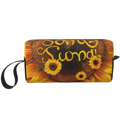 Kosmetiktasche mit Libellen-Aufdruck, Make-up-Tasche für Damen, Reise-Kulturbeutel, Zubehör, Organizer mit Griff, Reißverschluss, Blessed to Be Called Nana, Sonnenblume, Einheitsgröße, Kosmetiktasche von JKSEEPYN