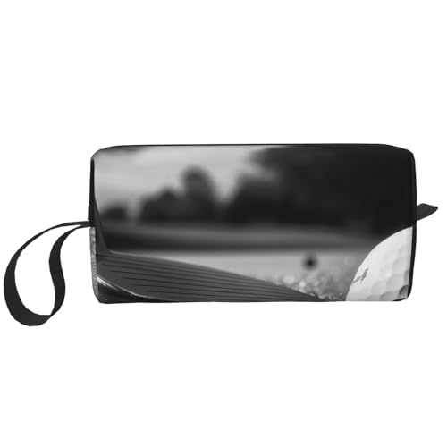 Kosmetiktasche mit Libellen-Aufdruck, Make-up-Tasche für Damen, Reise-Kulturbeutel, Zubehör, Organizer mit Griff, Reißverschluss, Schwarz und Weiß Golf, Einheitsgröße, Kosmetiktasche von JKSEEPYN