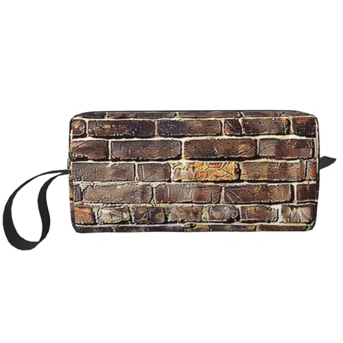 Kosmetiktasche mit Meerjungfrauen-Drucken, Make-up-Tasche für Damen, Reise-Kulturbeutel, Zubehör, Organizer mit Griff, Reißverschluss, Industrie-Wand-Hintergrund, Einheitsgröße, Kosmetiktasche von JKSEEPYN