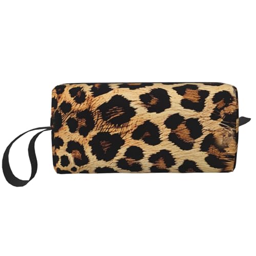 Kosmetiktasche mit Meerjungfrauen-Drucken, Make-up-Tasche für Damen, Reise-Kulturbeutel, Zubehör, Organizer mit Griff, Reißverschluss, Leopardenmuster, Einheitsgröße, Kosmetiktasche von JKSEEPYN