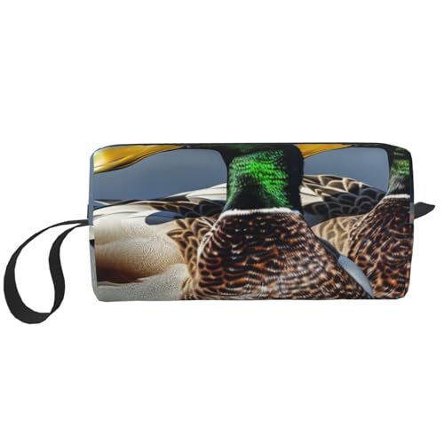 Kosmetiktasche mit Meerjungfrauen-Drucken, Make-up-Tasche für Damen, Reise-Kulturbeutel, Zubehör, Organizer mit Griff, Reißverschluss, Wilde Stockenten, Einheitsgröße, Kosmetiktasche von JKSEEPYN
