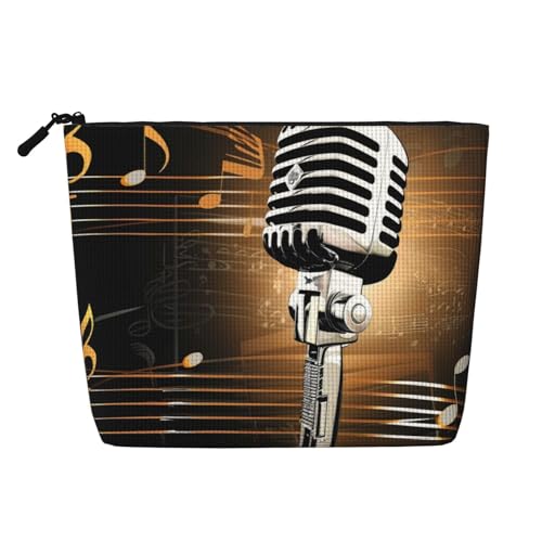 Kosmetiktasche mit Mikrofon mit Musiknoten bedruckt, Leinen, Kulturbeutel, personalisierbar, Reise-Make-up-Kosmetiktasche für Frauen und Mütter, Schwarz , Einheitsgröße, Kosmetiktasche Kosmetiktasche mit Mikrofon mit Musiknoten bedruckt, Leinen, Kulturbeutel, personalisierbar, Reise-Make-up-Kosmetiktasche für Frauen und Mütter, Schwarz , Einheitsgröße, Kosmetiktasche von JKSEEPYN