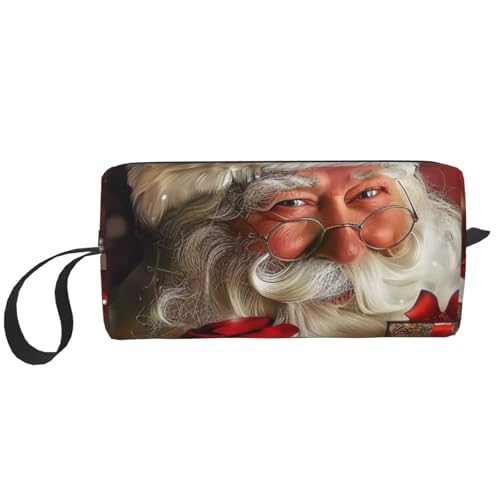 Kosmetiktasche mit Schmetterlings-Aufdruck, für Damen, Reise-Kulturbeutel, Zubehör, Organizer mit Griff, Reißverschluss, Frohe Weihnachten Weihnachtsmann, Einheitsgröße, Kosmetiktasche von JKSEEPYN