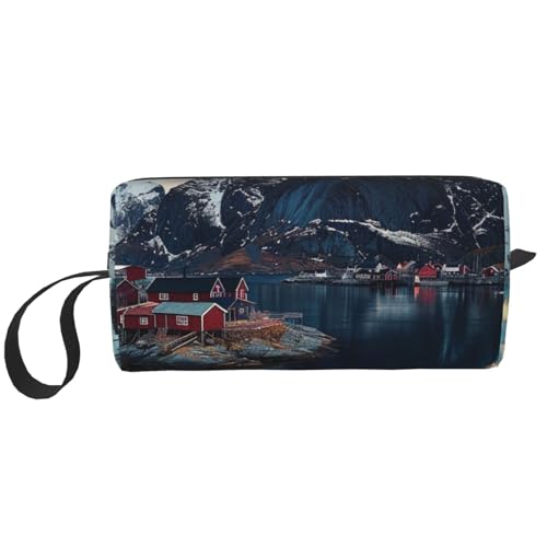 Kosmetiktasche mit Schmetterlings-Aufdruck, für Damen, Reise-Kulturbeutel, Zubehör, Organizer mit Griff, Reißverschluss, Norwegen Inseln, Einheitsgröße, Kosmetiktasche von JKSEEPYN