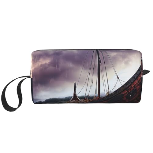 Kosmetiktasche mit Sonnenblumen-Motiv, Make-up-Tasche für Damen, Reise-Kulturbeutel, Zubehör, Organizer mit Griff, Reißverschluss, Ancient Times Boat, Einheitsgröße, Kosmetiktasche von JKSEEPYN