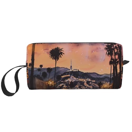 Kosmetiktasche mit Sonnenblumen-Motiv, Make-up-Tasche für Damen, Reise-Kulturbeutel, Zubehör, Organizer mit Griff, Reißverschluss, The Old Hollywood, Einheitsgröße, Kosmetiktasche von JKSEEPYN