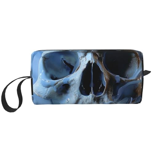 Kosmetiktasche mit Sonnenblumen-Motiv, Make-up-Tasche für Damen, Reise-Kulturbeutel, Zubehör, Organizer mit Griff, Reißverschluss, totenkopf, Einheitsgröße, Kosmetiktasche von JKSEEPYN