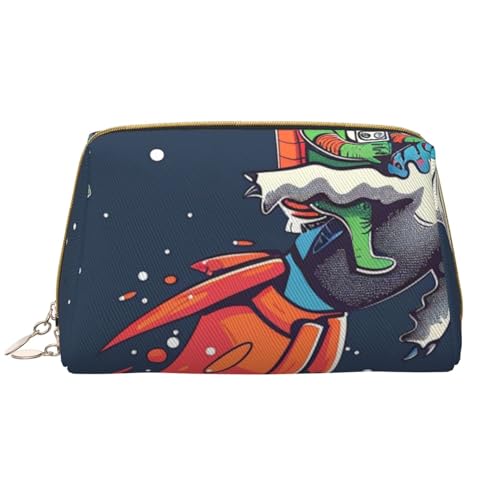 Kosmetiktasche mit lustigem Astronautenmotiv, Motiv: niedlicher Dinosaurier, Rakete, bedruckt, für Damen, Mutter, große PVC-Leder, Reise-Make-up-Tasche, niedliches Geschenk, Kulturbeutel mit von JKSEEPYN