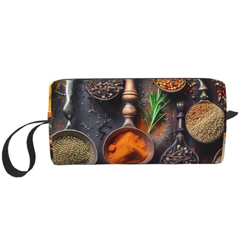 Kosmetiktasche mit tropischem Strandpflanzen-Motiv, Make-up-Tasche für Damen, Reise-Kulturbeutel, Zubehör, Organizer mit Griff, Reißverschluss, Gewürze, Einheitsgröße, Kosmetiktasche von JKSEEPYN