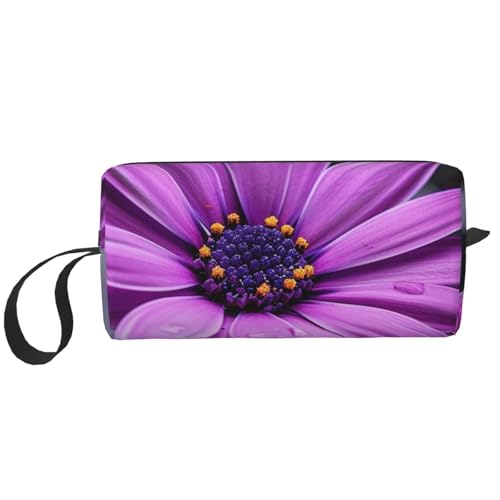 Kosmetiktasche mit tropischem Strandpflanzen-Motiv, Make-up-Tasche für Damen, Reise-Kulturbeutel, Zubehör, Organizer mit Griff, Reißverschluss, Violette Blume, Einheitsgröße, Kosmetiktasche von JKSEEPYN