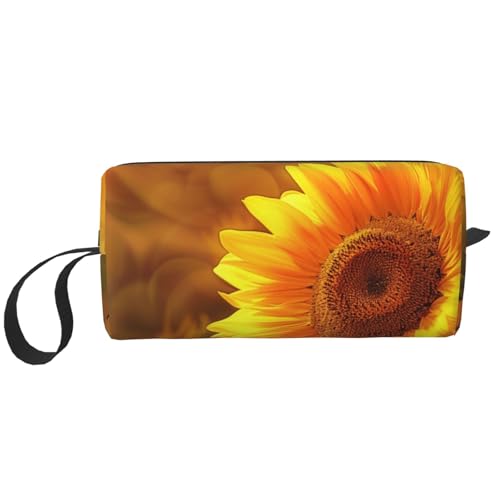 Kosmetiktasche mit violettem Glitzer-Druck, Kosmetiktasche für Damen, Reise-Kulturbeutel, Zubehör, Organizer mit Griff, Reißverschluss, Sonnenblumen-Schmetterling, Einheitsgröße, Kosmetiktasche von JKSEEPYN