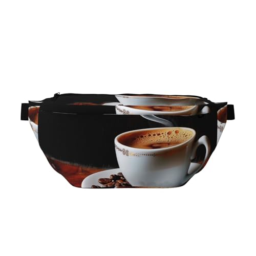 Lemon and Flower Printed Running Waist Bag for Men Women Belt Bag Fanny Packs Chest Bags Travel Hiking Daypack, Heißer Kaffee mit Kaffeebohne, Einheitsgröße von JKSEEPYN