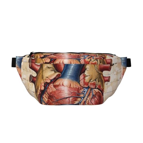 Lemon and Flower Printed Running Waist Bag for Men Women Belt Bag Fanny Packs Chest Bags Travel Hiking Daypack, Herzdiagramm menschliche Anatomie, Einheitsgröße von JKSEEPYN