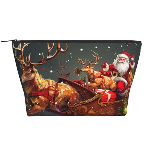 Lila Schmetterling 1 Druck Trapez-Make-up-Tasche Reise-Kosmetik-Organizer mit Schaumstoffpolsterung für Fitnessstudio, Büro und Wochenendausflüge, Aufdruck "Merry Christmas", Einheitsgröße von JKSEEPYN