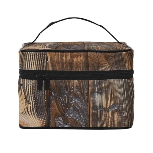 Make-up-Tasche mit Kreuzfahrtschiff-Aufdruck, für Damen und Herren, Reise-Kosmetiktasche, groß, weit geöffnet, tragbar, Kulturbeutel mit Griff, Brown Wood, Einheitsgröße, Kosmetiktasche Make-up-Tasche mit Kreuzfahrtschiff-Aufdruck, für Damen und Herren, Reise-Kosmetiktasche, groß, weit geöffnet, tragbar, Kulturbeutel mit Griff, Brown Wood, Einheitsgröße, Kosmetiktasche von JKSEEPYN