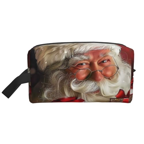 Make-up-Tasche mit Schmetterlings-Aufdruck, große Kapazität, Reißverschluss, Kosmetiktasche, Reise-Kulturbeutel, Organizer mit Griff, Lila, Frohe Weihnachten Weihnachtsmann, Einheitsgröße von JKSEEPYN