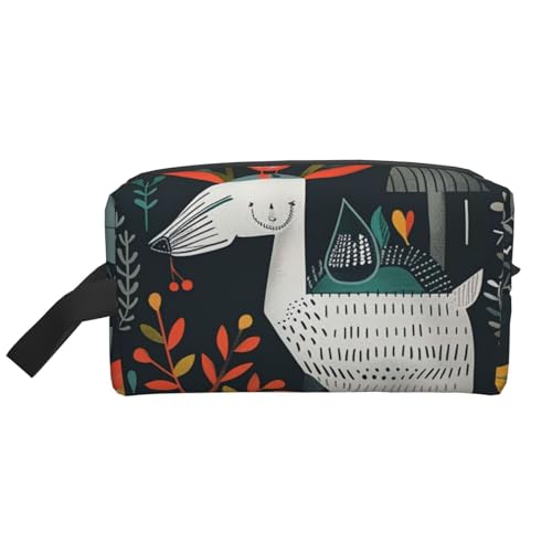 Make-up-Tasche mit Totenkopf-Motiv, für Damen und Mädchen, großes Fassungsvermögen, Reißverschluss, Kosmetiktasche, Reise-Kulturbeutel, Organizer mit Griff, Skandinavische Tiere, Einheitsgröße Make-up-Tasche mit Totenkopf-Motiv, für Damen und Mädchen, großes Fassungsvermögen, Reißverschluss, Kosmetiktasche, Reise-Kulturbeutel, Organizer mit Griff, Skandinavische Tiere, Einheitsgröße von JKSEEPYN