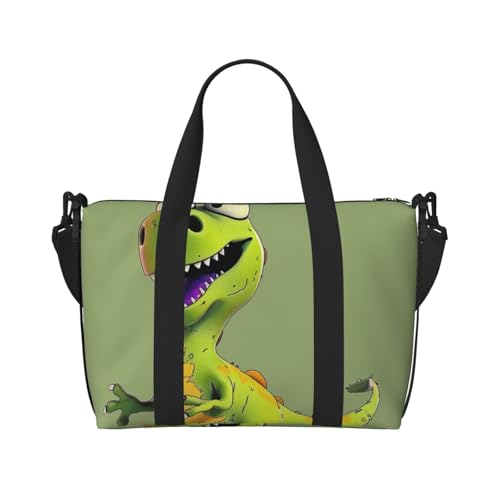 Reisetasche mit Sonnenuntergang, Ozean, bedruckt, für Herren und Damen, Urlaub, Reisegepäck, wasserdichte Tragetasche mit Schultergurt, Cartoon Dinosaurier, Einheitsgröße, Reisetasche von JKSEEPYN