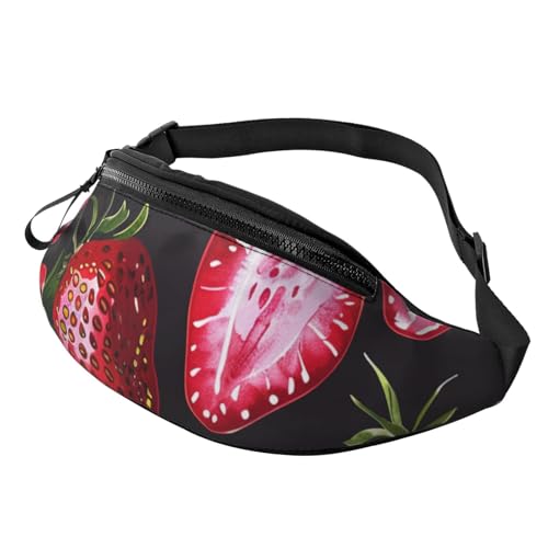 Sunset Hawaiian Palm Tree Printed Chest Pack Waist Bag for Men Women Running Belt Bag Fanny Packs Chest Bags Travel Hiking Daypack, Erdbeermuster, Einheitsgröße von JKSEEPYN