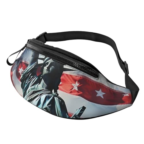 Sunset Hawaiian Palm Tree Printed Chest Pack Waist Bag for Men Women Running Belt Bag Fanny Packs Chest Bags Travel Hiking Daypack, Freiheitsstatue Flagge, Einheitsgröße von JKSEEPYN