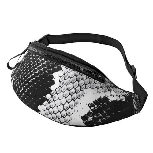 Sunset Hawaiian Palm Tree Printed Chest Pack Waist Bag for Men Women Running Belt Bag Fanny Packs Chest Bags Travel Hiking Daypack, Schlangenhaut Schwarz und Weiß, Einheitsgröße von JKSEEPYN
